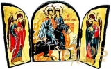 Икона под старину Святые мученики Борис и Глеб Складень тройной 14x10 см