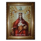 Янтарная икона Пресвятая Богородица Державная 15x20 см