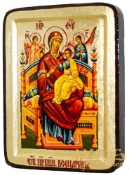 Икона Пресвятая Богородица Всецарица Греческий стиль в позолоте 13x17 см без шкатулки - фото