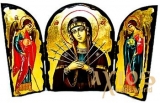 Икона под старину Пресвятая Богородица Семистрельная Складень тройной 14x10 см