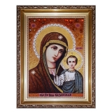 Янтарная икона Пресвятая Богородица Казанская 80x120 см