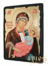 Икона под старину Пресвятая Богородица Утоли моя печали с позолотой 21x29 см - фото