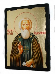Икона под старину Преподобный Сергий Радонежский с позолотой 17x23 см - фото
