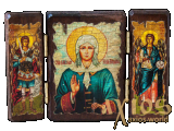 Икона под старину Святая Блаженная Ксения Петербургская складень тройной 14x10 см