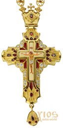 Крест латунный в позолоте с принтом и цепью 145x70 - фото