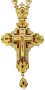 Крест латунный в позолоте с принтом и цепью 145x70
