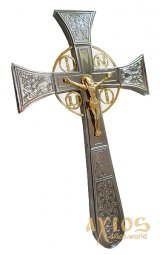 Крест напрестольный мальтийский №1 никель золочение  - фото