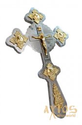 Крест напрестольный фигурный №2 никель золочениечение  - фото