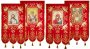 Хоругви (пара) вышитые на красном бархате 65х115 см, иконы (термопечать на ткани) с четырёх сторон