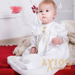 Рубашка Ангелочек с крестиком из коллекции Крестильная - фото