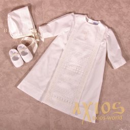 Рубашка для крещения мальчика Бусинка (10-317), молочный цвет - фото