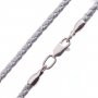 Шелковый серый шнурок с гладкой серебряной застежкой (3мм), серебро 925, шелк, О 18404