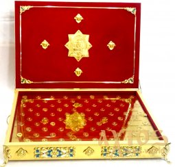 Мощевик - ковчег для частиц святых мощей на 85 капсул, красный - фото
