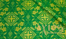Церковная легкая вискозная ткань с крестами и виноградной лозой (ГРЕЦИЯ) - фото
