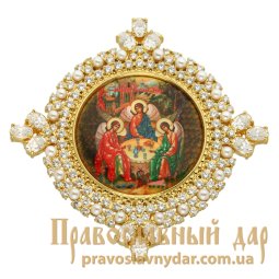 Накладка на митру латунная «Троица» в позолоте - фото