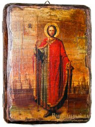 Икона под старину Святой благоверный князь Александр Невский 13x17 см - фото