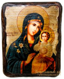 Икона под старину Пресвятая Богородица Неувядаемый Цвет 13x17 см - фото