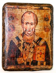 Икона под старину Святитель Николай Чудотворец 13x17 см - фото