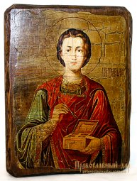 Икона под старину Святой Великомученик и Целитель Пантелеимон 13x17 см - фото