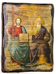 Икона под старину Святая Троица 13x17 см - фото