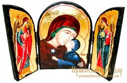 Икона под старину Святая Анна Складень тройной 17x23 см - фото