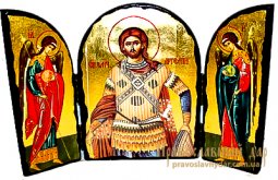 Икона под старину Святой Артемий Антиохийский Складень тройной 17x23 см - фото
