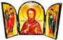 Икона под старину Святая преподобномученица Варвара Складень тройной 17x23 см