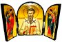 Икона под старину Святитель Василий Великий Складень тройной 17x23 см