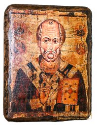 Икона под старину Святитель Николай Чудотворец 17х23 см - фото