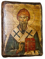 Икона под старину Святитель Спиридон Тримифунтский 17х23 см - фото