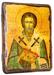 Икона под старину Священномученик епископ Валентин Интерамский 17х23 см - фото