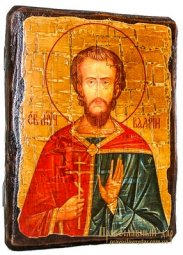Икона под старину Святой мученик Валерий Мелитинский 17х23 см - фото