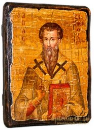 Икона под старину Святитель Василий Великий 17х23 см - фото