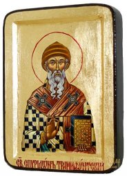 Икона Святитель Спиридон Тримифунтский Греческий стиль в позолоте 13x17 см - фото