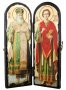 Икона под старину Святитель Лука Крымский и Святой целитель Пантелеймон Складень двойной 17x23 см