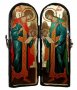 Икона под старину Святые Архангелы Михаил и Гавриил Складень двойной 17x23 см