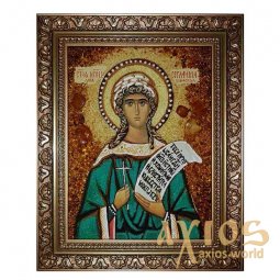 Янтарная икона Святая Серафима Римская 20x30 см - фото