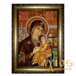 Янтарная икона Пресвятая Богородица Грушевская 20x30 см - фото