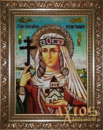 Янтарная икона Святая благоверная Тамара Царица Грузинская 20x30 см - фото