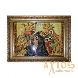 Янтарная икона Крещение Господа Иисуса Христа 20x30 см - фото