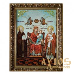 Янтарная икона Пресвятая Богородица Домостроительница 20x30 см - фото
