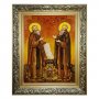 Янтарная икона Преподобные Зосима и Савватий Соловецкие 20x30 см