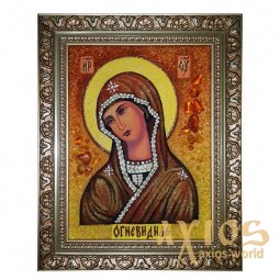 Янтарная икона Пресвятая Богородица Огневидная 20x30 см - фото