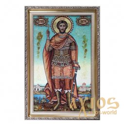 Янтарная икона Святой мученик Виктор 20x30 см - фото