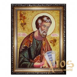 Янтарная икона Святой Апостол Петр 15x20 см - фото