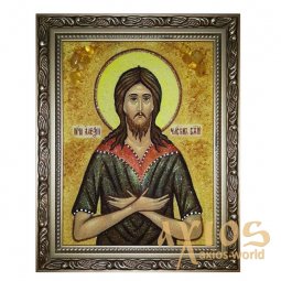 Янтарная икона Святой Алексий Человек Божий 15x20 см - фото