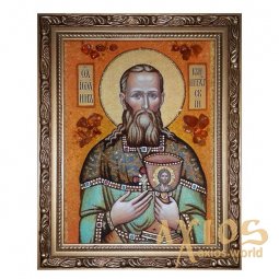 Янтарная икона Святой праведный Иоанн Кронштадтский 60x80 см - фото