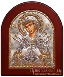 Икона Пресвятая Богородица Семистрельная 11x13 см - фото