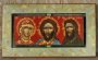 Писаная икона трех ликов Богородица, Спаситель, Иоанн Предтеча 39х21 см