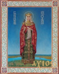 Писаная Икона Святой Княгини Ольги 30х20 см - фото